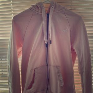 Light pink hollister logo zip up